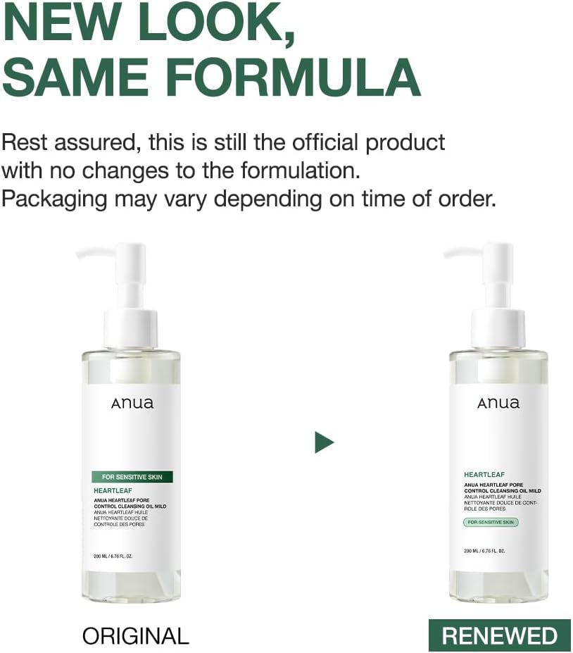 ANUA Heartleaf Pore Cleansing Oil MILD, Sensitive Skin Face Wash, Oil Cleanser for Face, Makeup Blackhead Remover, Korean Skin Care, Non-Comedogenic, Fragrance Free 6.76 fl oz(200ml)