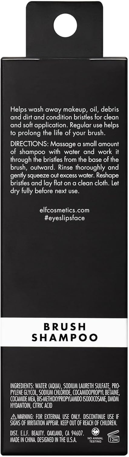 e.l.f. Makeup Brush Shampoo, Washes Away Dirt, Makeup, Oil & Debris & Conditions Bristles, Crafted For Daily Use, Vegan & Cruelty-Free, 4.1 Fl Oz