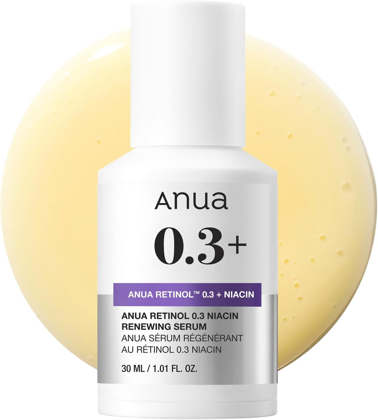 ANUA Retinol 0.3 Niacin Renewing Serum, For Anti-Aging with Hydration, Textured & Glass skin, 5% Niacinamide, Retinol For Face, Gentle for Beginner, Korean Skin Care, 30ml /1.01 fl.oz.