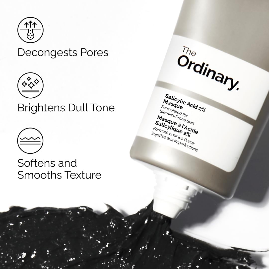 The Ordinary Salicylic Acid 2% Masque 50ml - With 2% Salicylic Acid, Vegetable Charcoal, Amazonian Clays and Squalane
