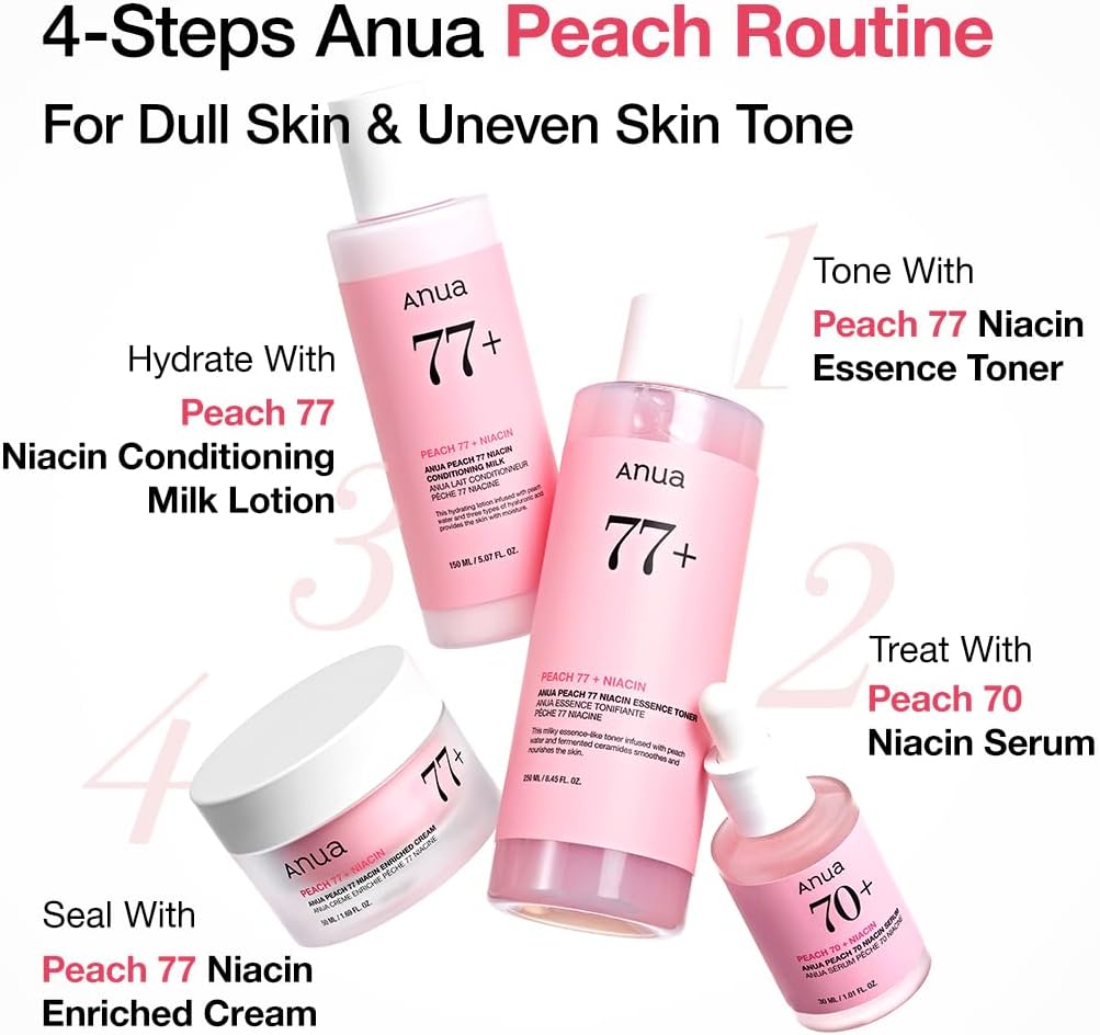 ANUA Peach 77 Niacin Essence Toner, Facial Toner for Glass Skin, Niacinamide, Panthenol, Ceramides, Korean Skin Care, Facial Toner for Glass Skin, 250ml/8.45 fl.oz.