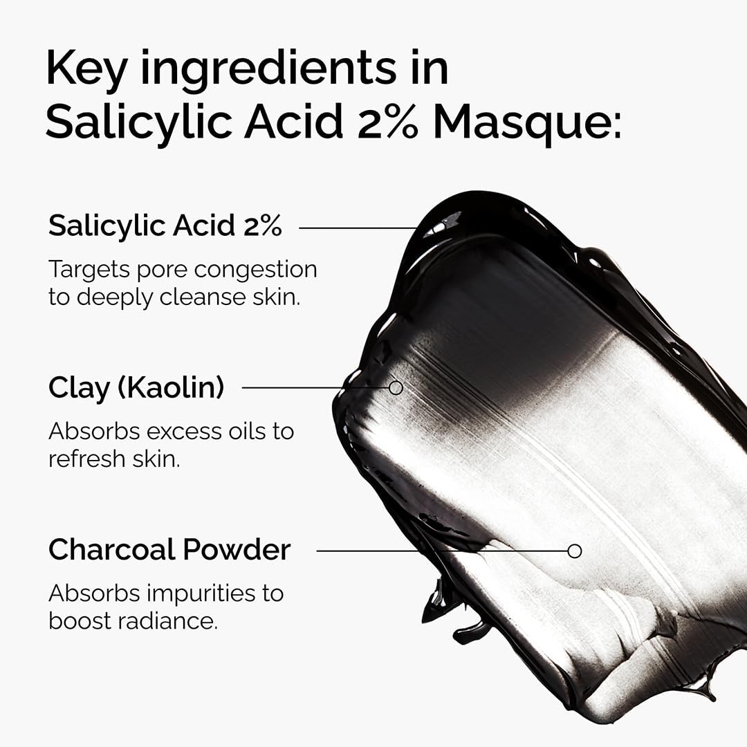 The Ordinary Salicylic Acid 2% Masque 50ml - With 2% Salicylic Acid, Vegetable Charcoal, Amazonian Clays and Squalane