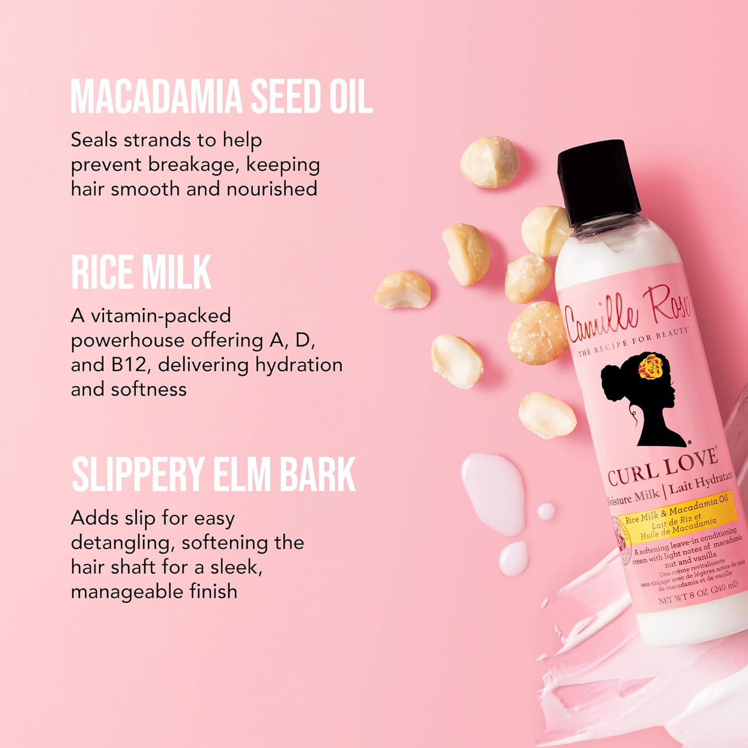 Camille Rose Curl Love Moisture Milk Leave-In Conditioner, Vanilla, 8 Fl Oz