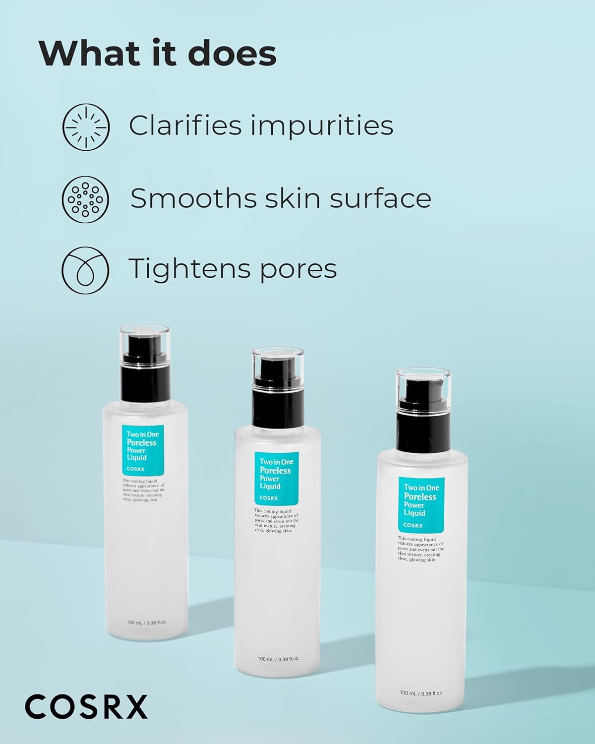 Cosrx Two In One Poreless Power Liquid With Bha 3.38Fl.Oz | Facial Moisturiser To Tighten Pores And Exfoliate Skin For Smooth And Clear Skin | For All Skin Types | No Animal Testing