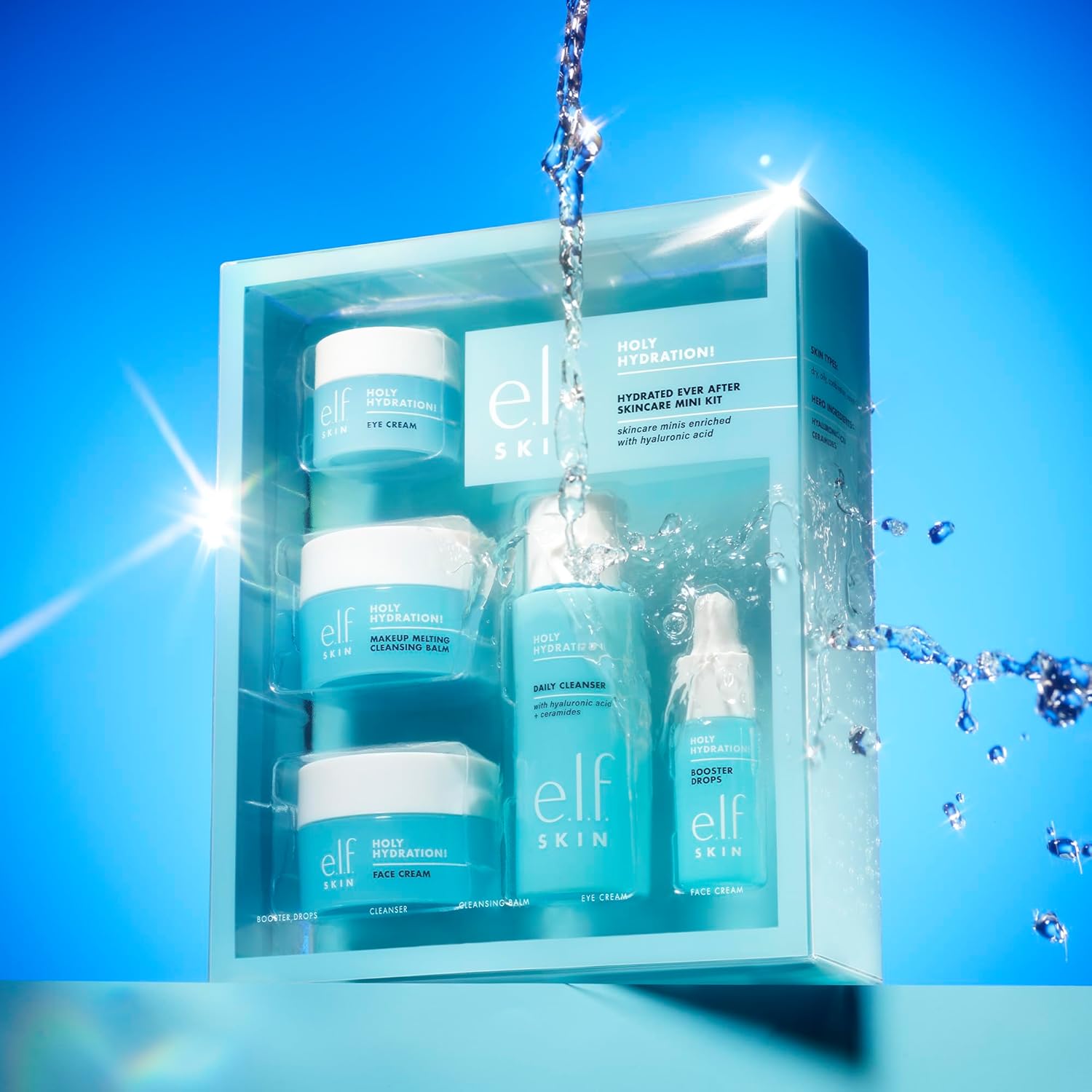 e.l.f. e.l.f.SKIN Hydrated Ever After Skincare Mini Kit, Cleanser, Makeup Remover, Moisturizer & Eye Cream For Hydrating Skin, TSA-friendly Sizes