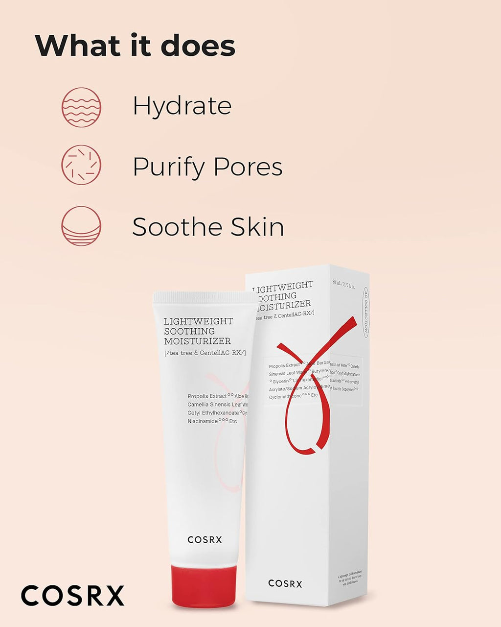 Cosrx Ac Collection Lightweight Soothing Moisturizer 2.0, 80 ml, 2.7 Fl Oz Pack Of 1