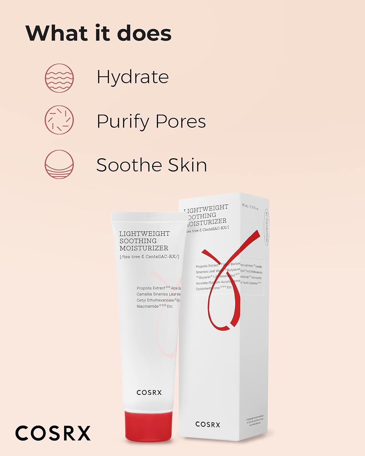 Cosrx Ac Collection Lightweight Soothing Moisturizer 2.0, 80 ml, 2.7 Fl Oz Pack Of 1